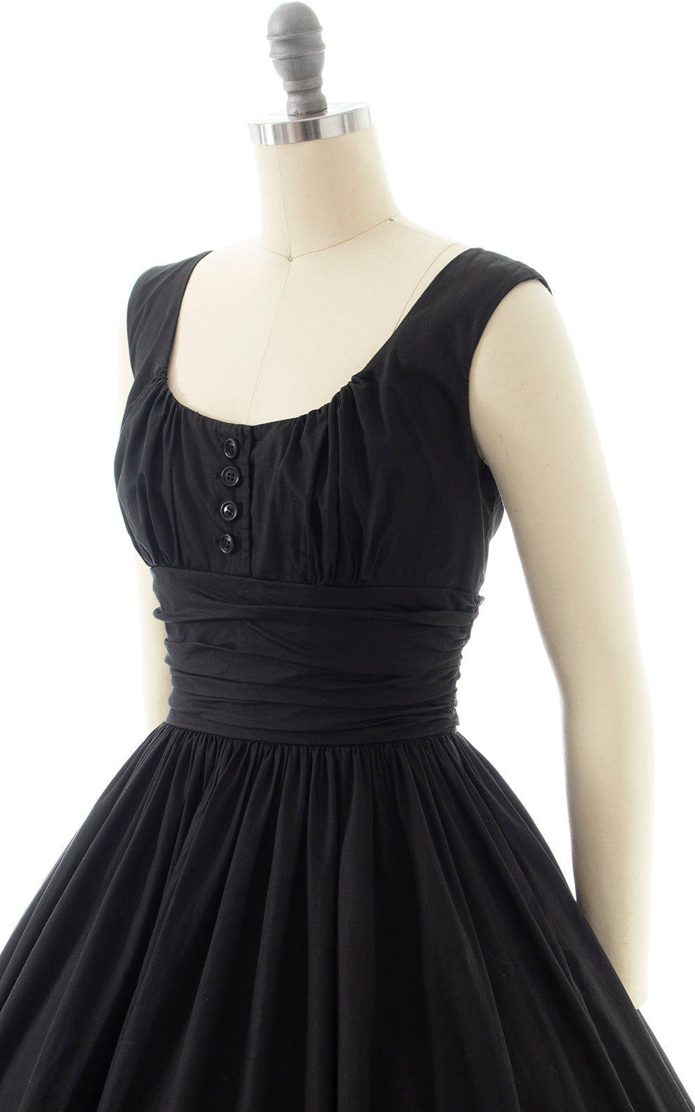 1950s Black Circle Skirt Cotton Sundress | x-small/small