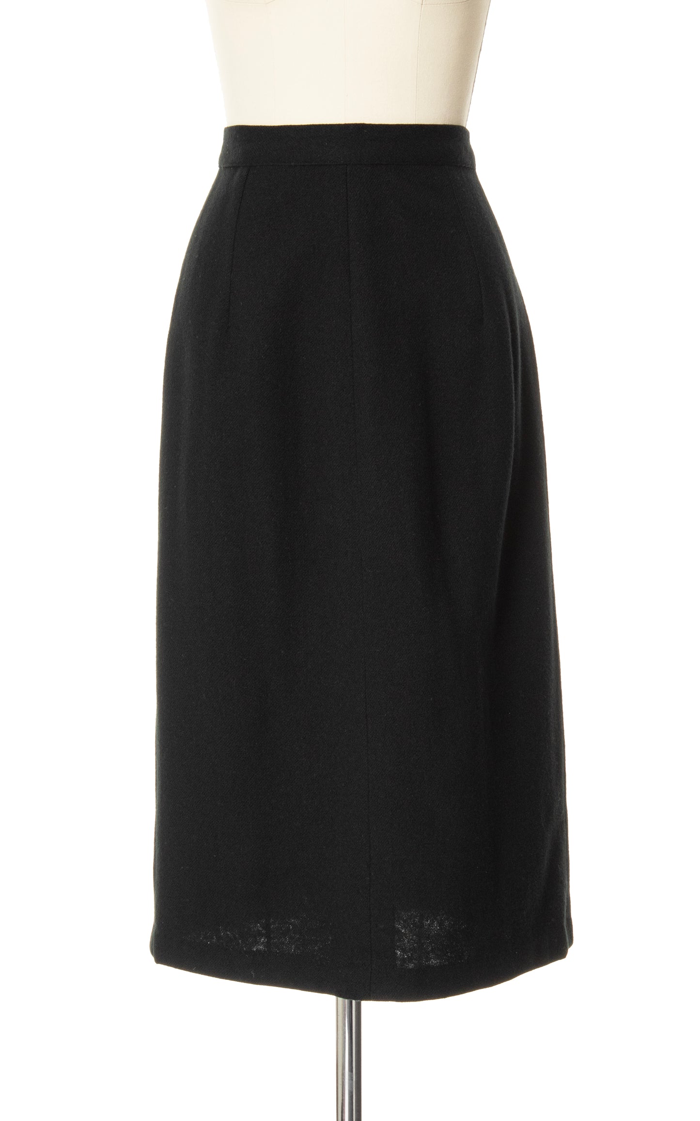 1950s Black Wool Pencil Skirt | small
