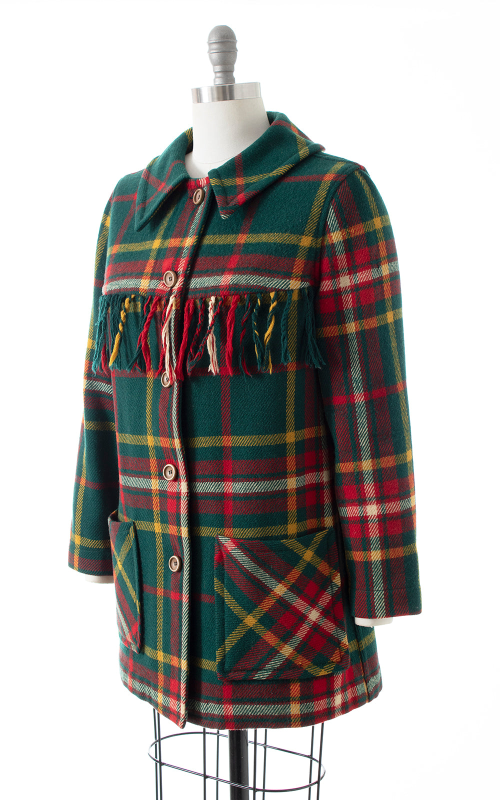 1960s Fringe Plaid Wool Jacket | medium