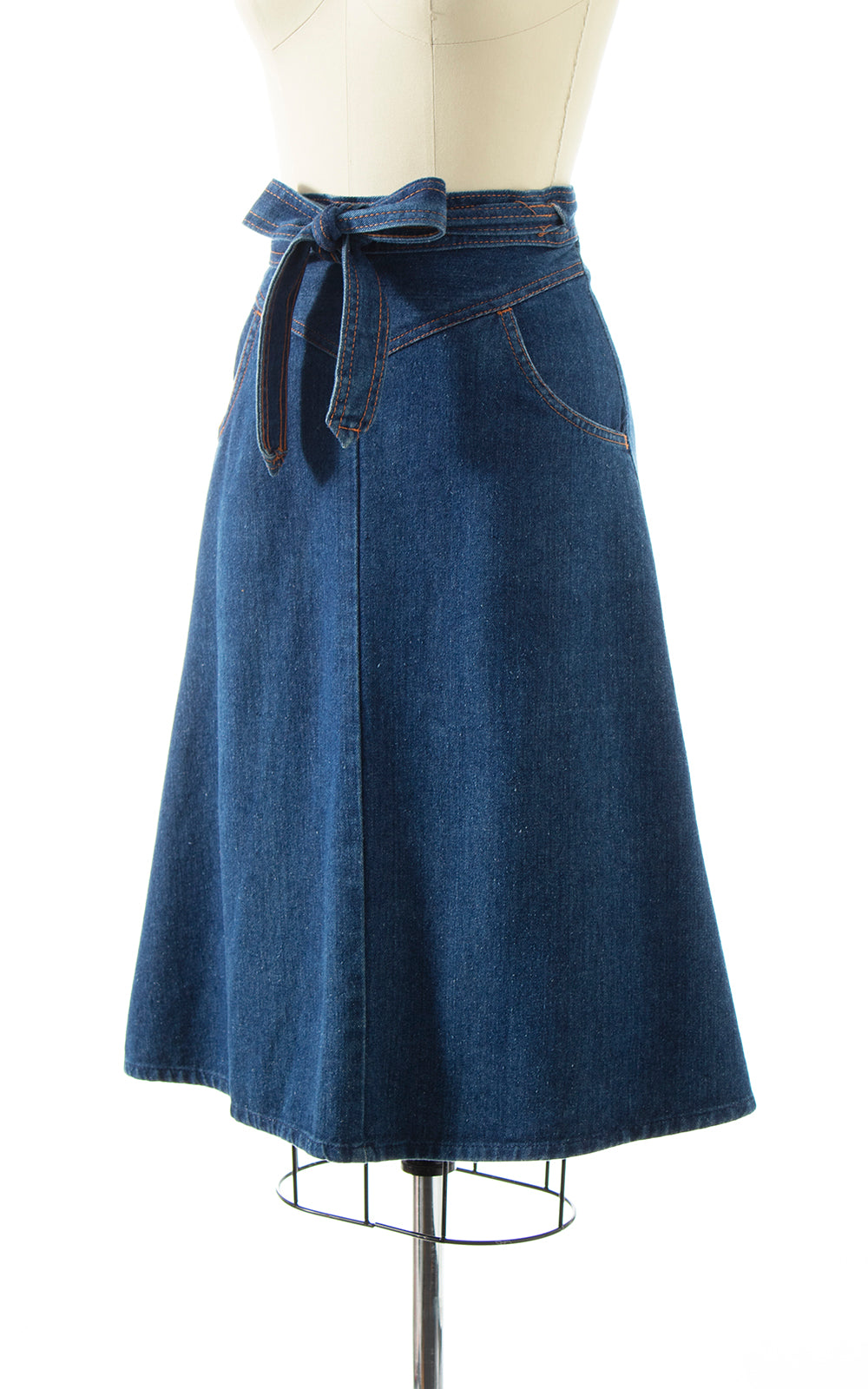 1970s Denim Wrap Skirt with Pockets | x-small/small