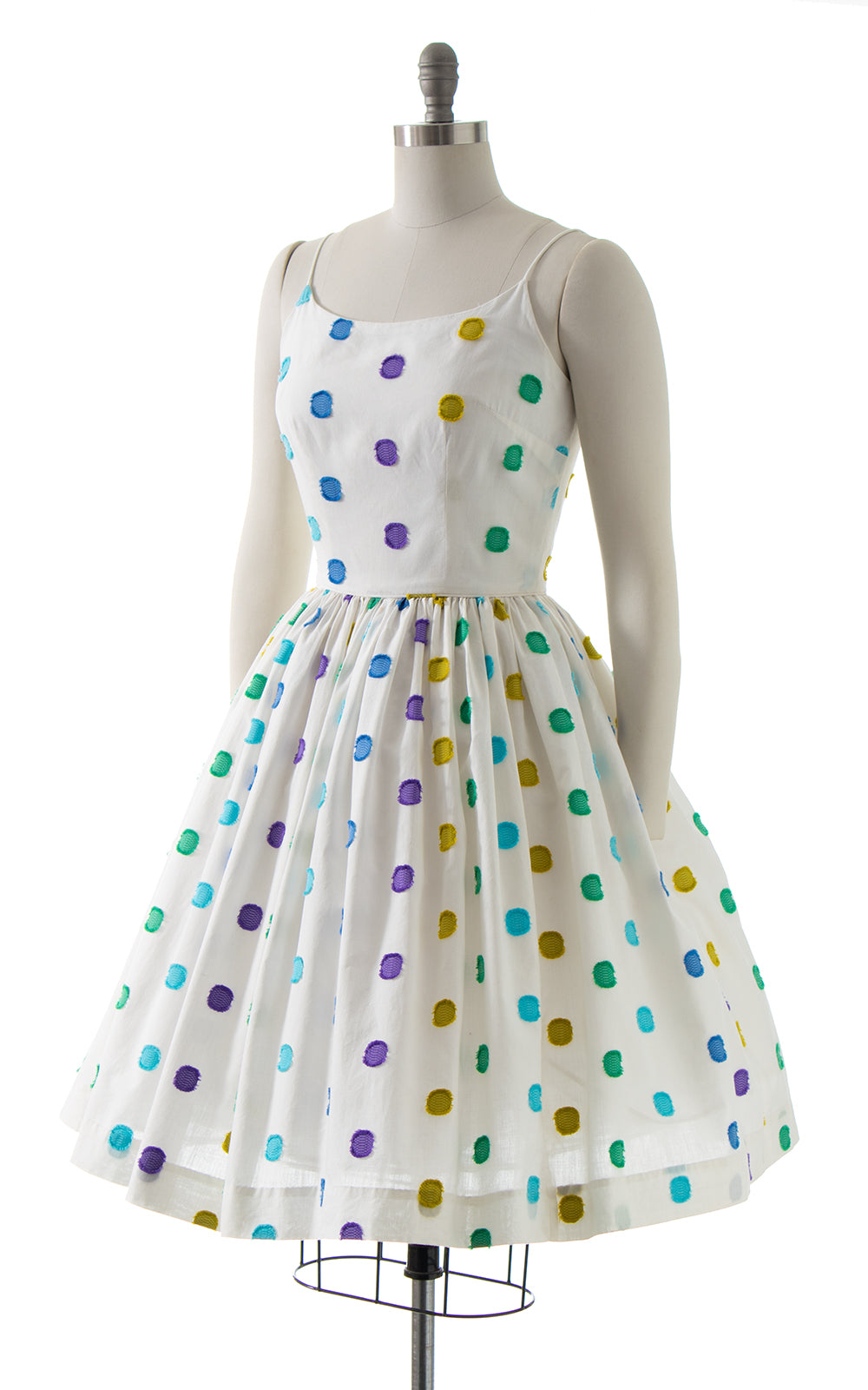 1950s Fringe Polka Dot Sundress BirthdayLifeVintage