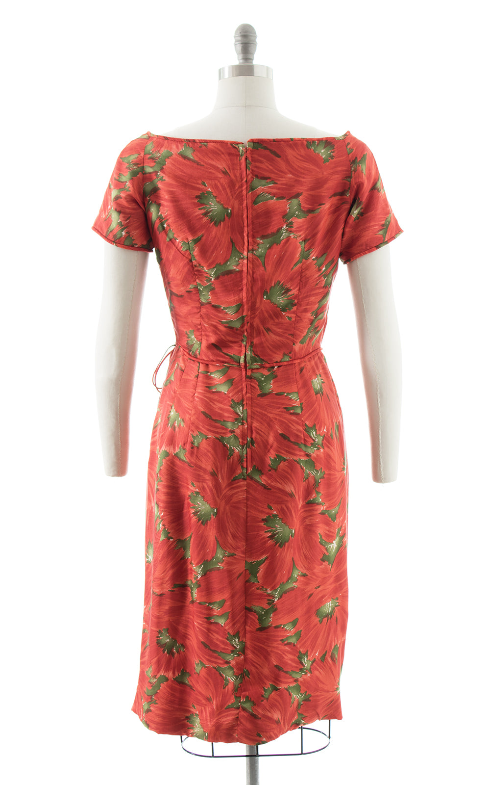 1950s Silk Floral Wiggle Dress BirthdayLifeVintage