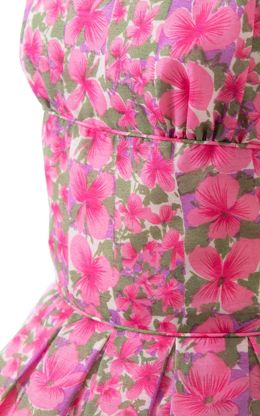 1950s JERRY GILDEN Pink Floral Sundress | x-small
