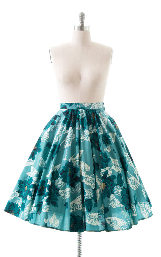 1980s does 1950s Hawaiian Floral Circle Skirt