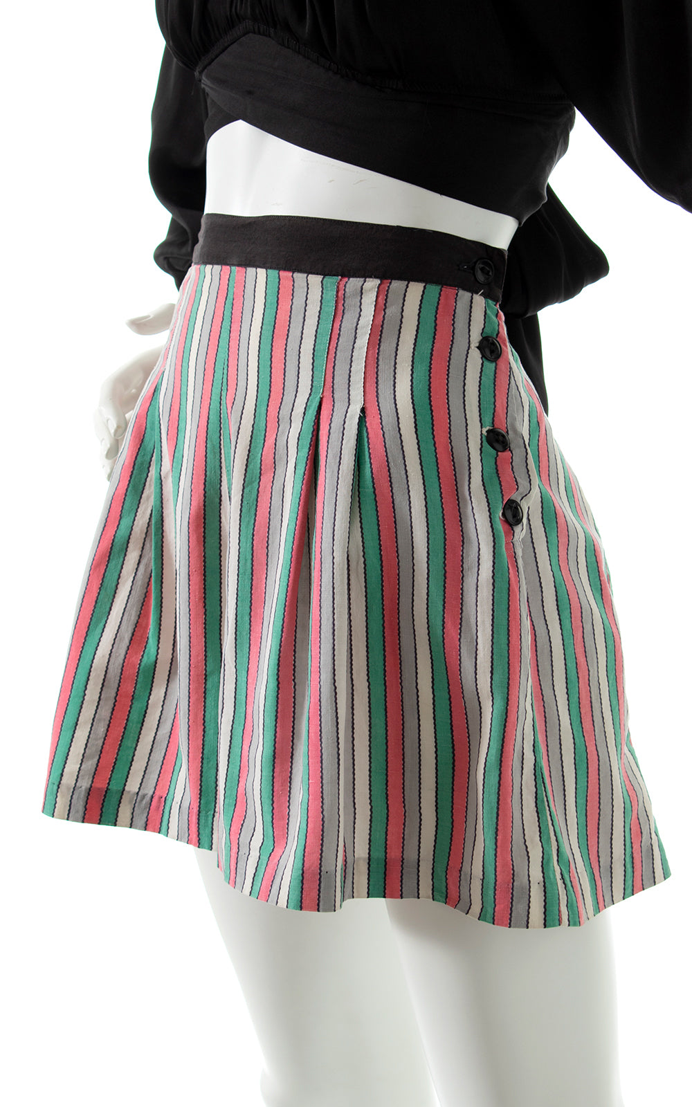 1940s Striped Side Button Shorts BirthdayLifeVintage