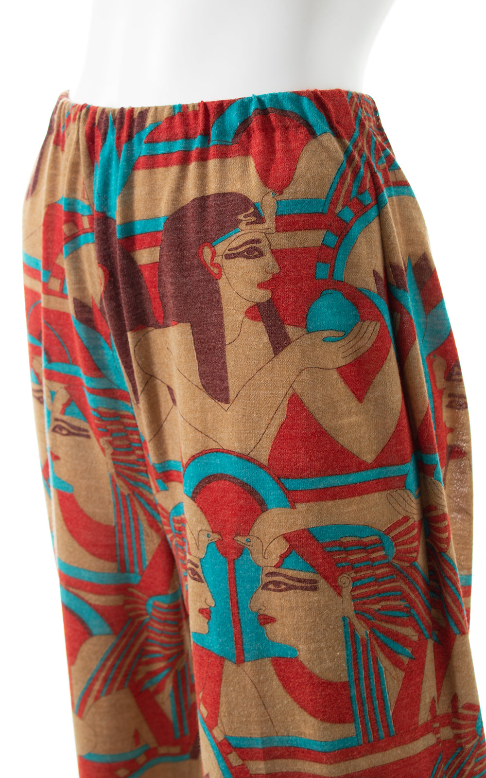 1970s Egyptian Novelty Print Jersey Pant Set | x-small/small/medium