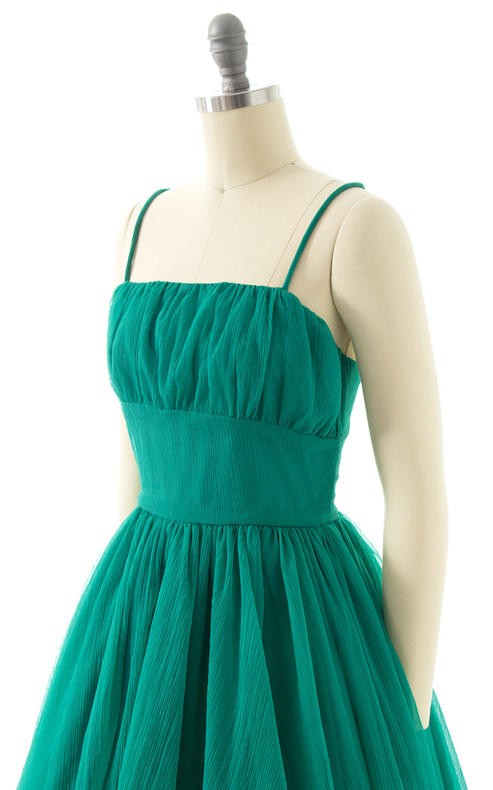 1970s does 1950s Plissé Chiffon Party Dress BirthdayLifeVintage