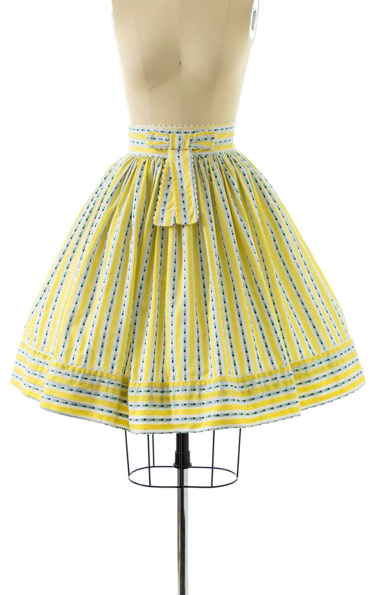 1960s Floral Striped Cotton Skirt | small