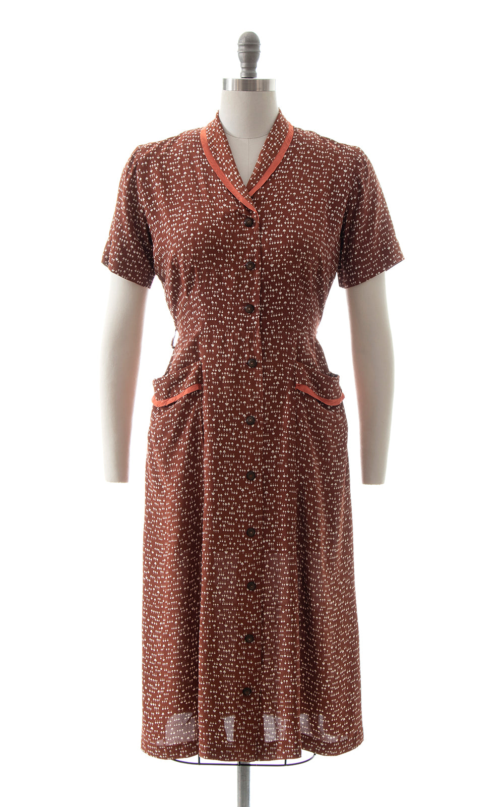 1940s Mushroom Novelty Print Shirt Dress BirthdayLifeVintage