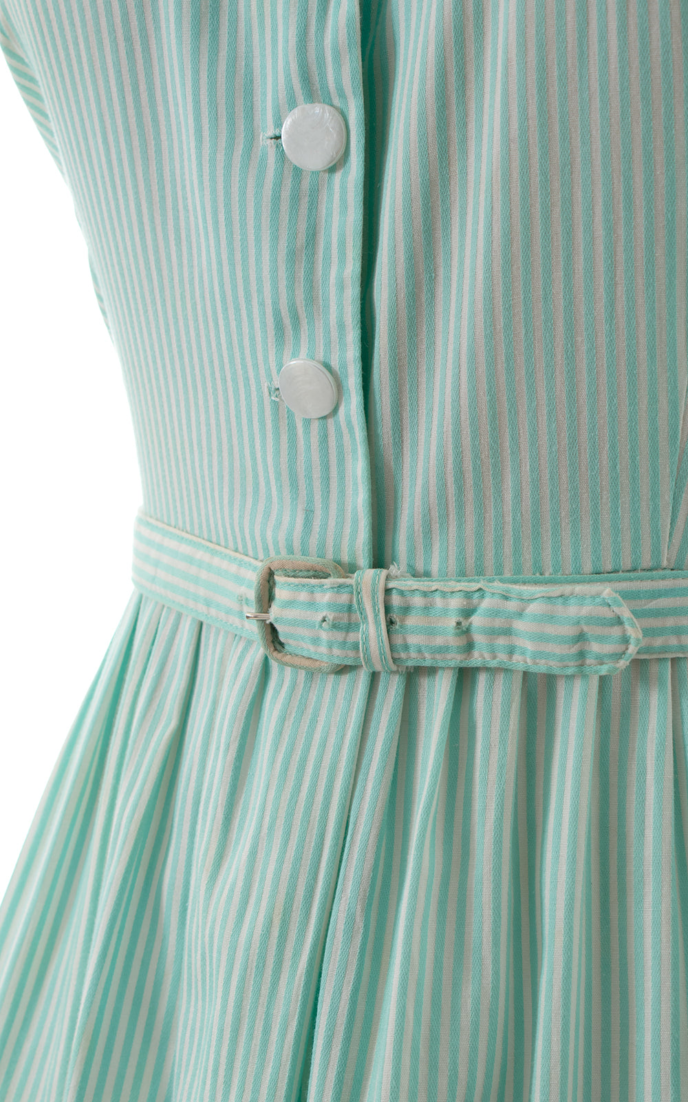 1950s Striped Embroidered Shirtwaist Sundress | x-large | BirthdayLifeVintage