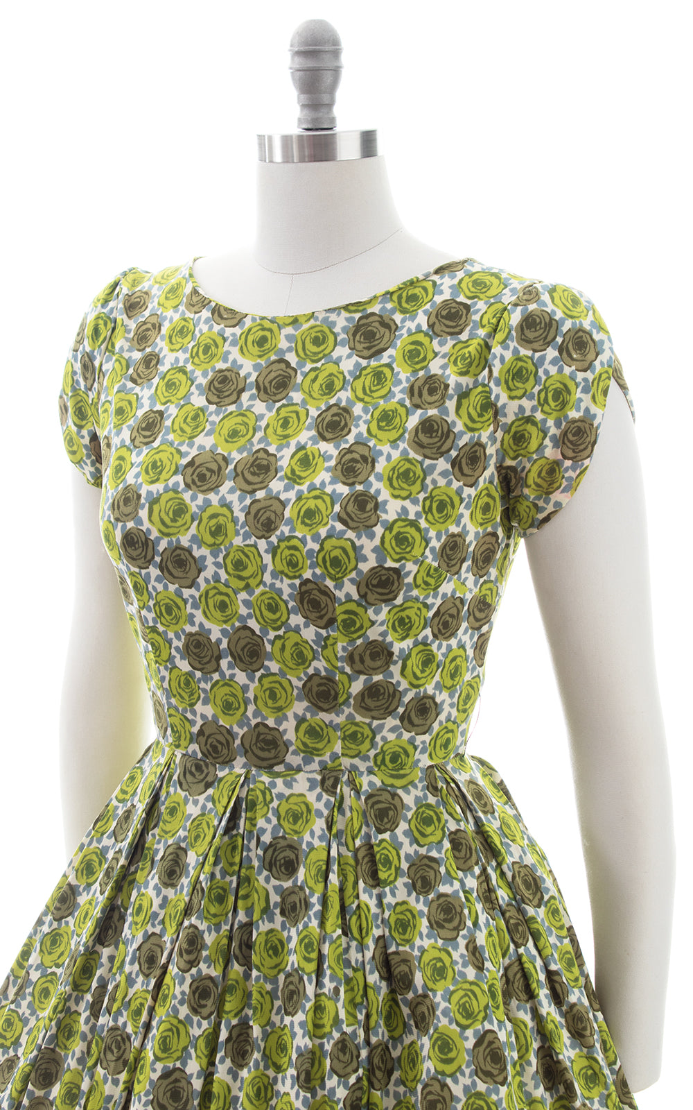 1960s Rose Print Jersey Dress