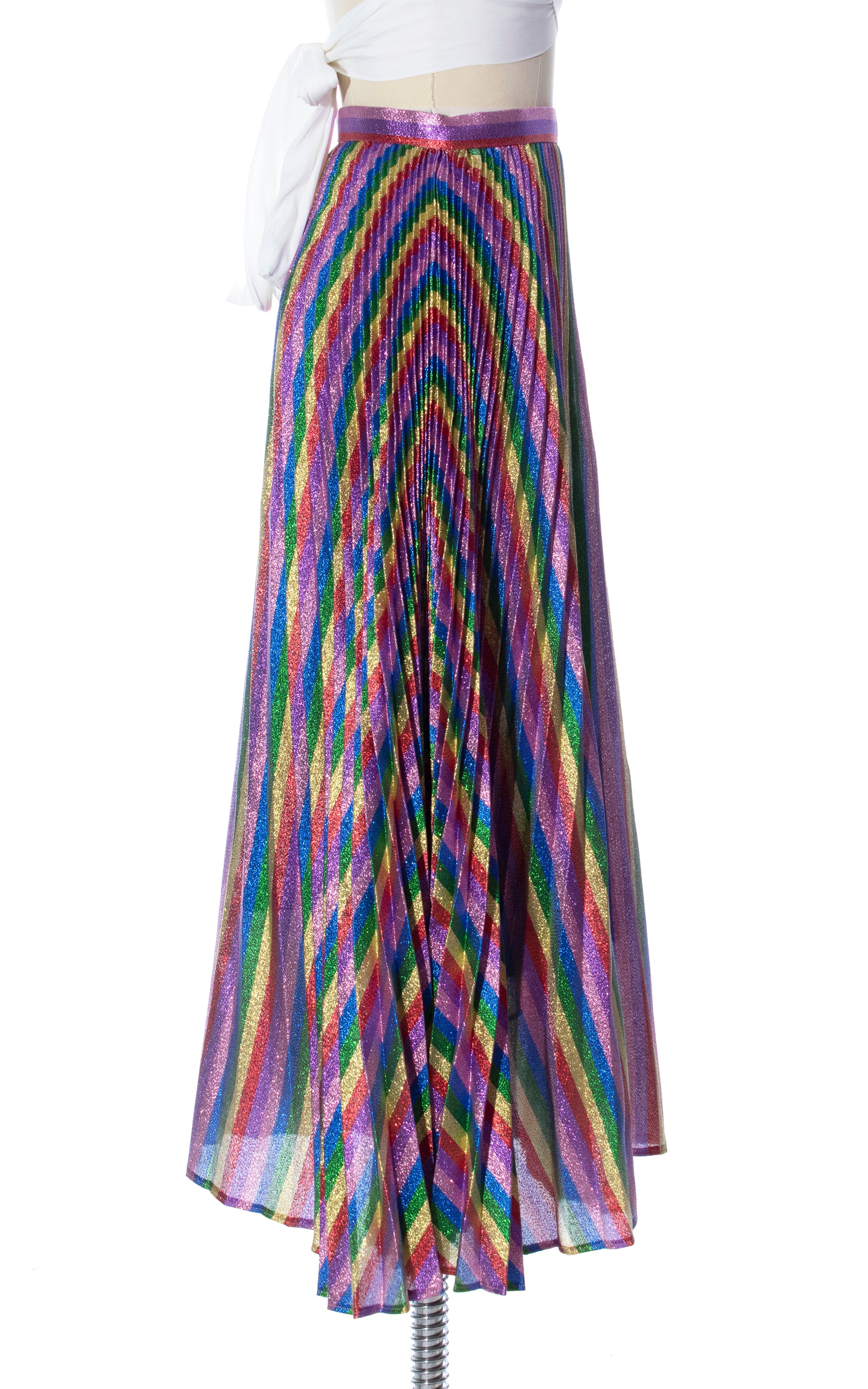 MODERN 1950s Vintage Style Metallic Rainbow Pleated Full Party Skirt Birthday Life Vintage