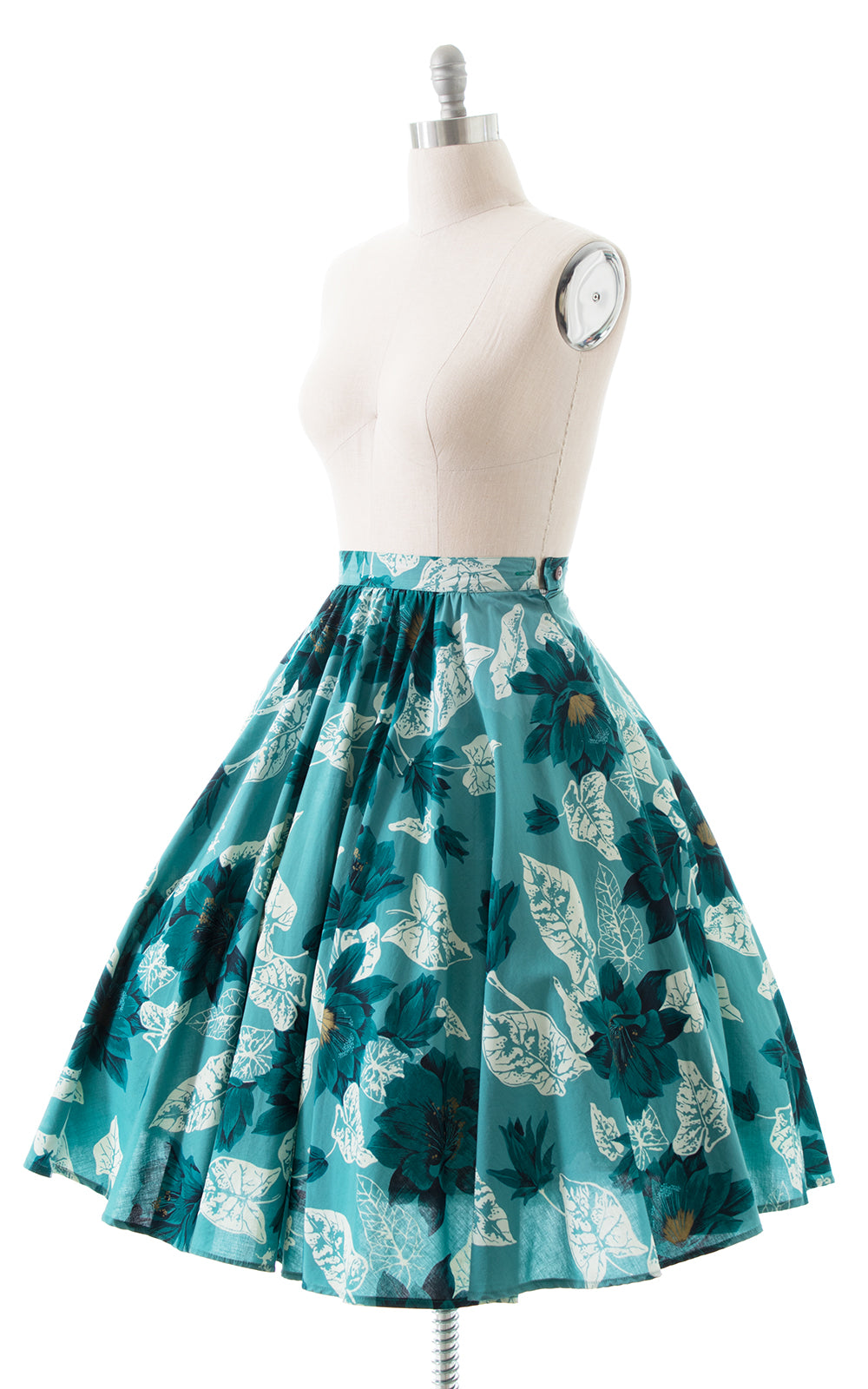 1980s does 1950s Hawaiian Floral Circle Skirt