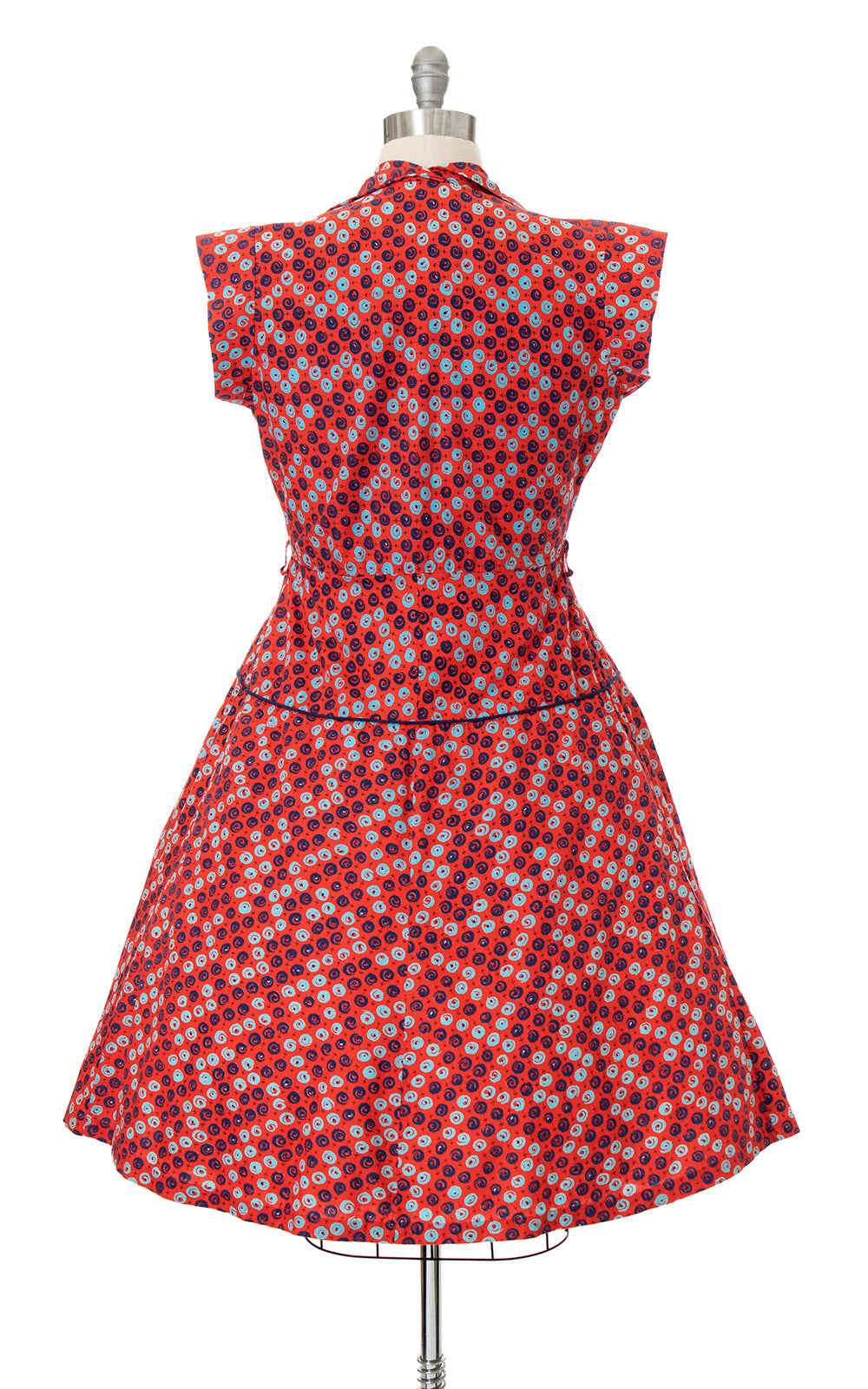 1950s MODE O DAY Floral Red Cotton Day Dress | large