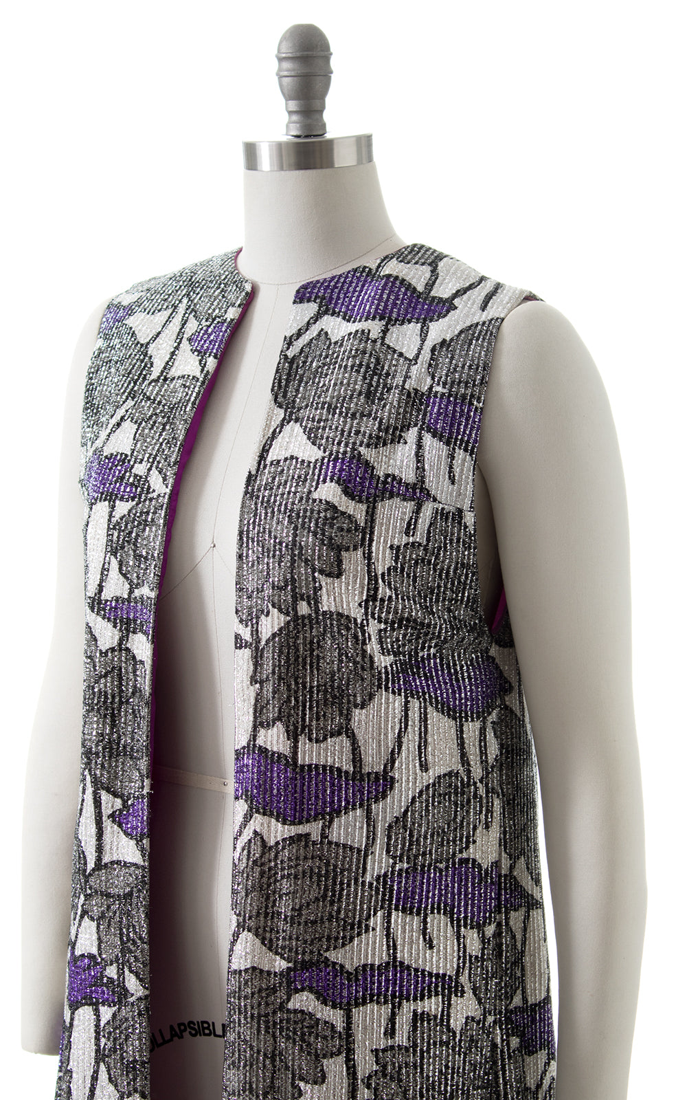 1970s Floral Metallic Duster Vest