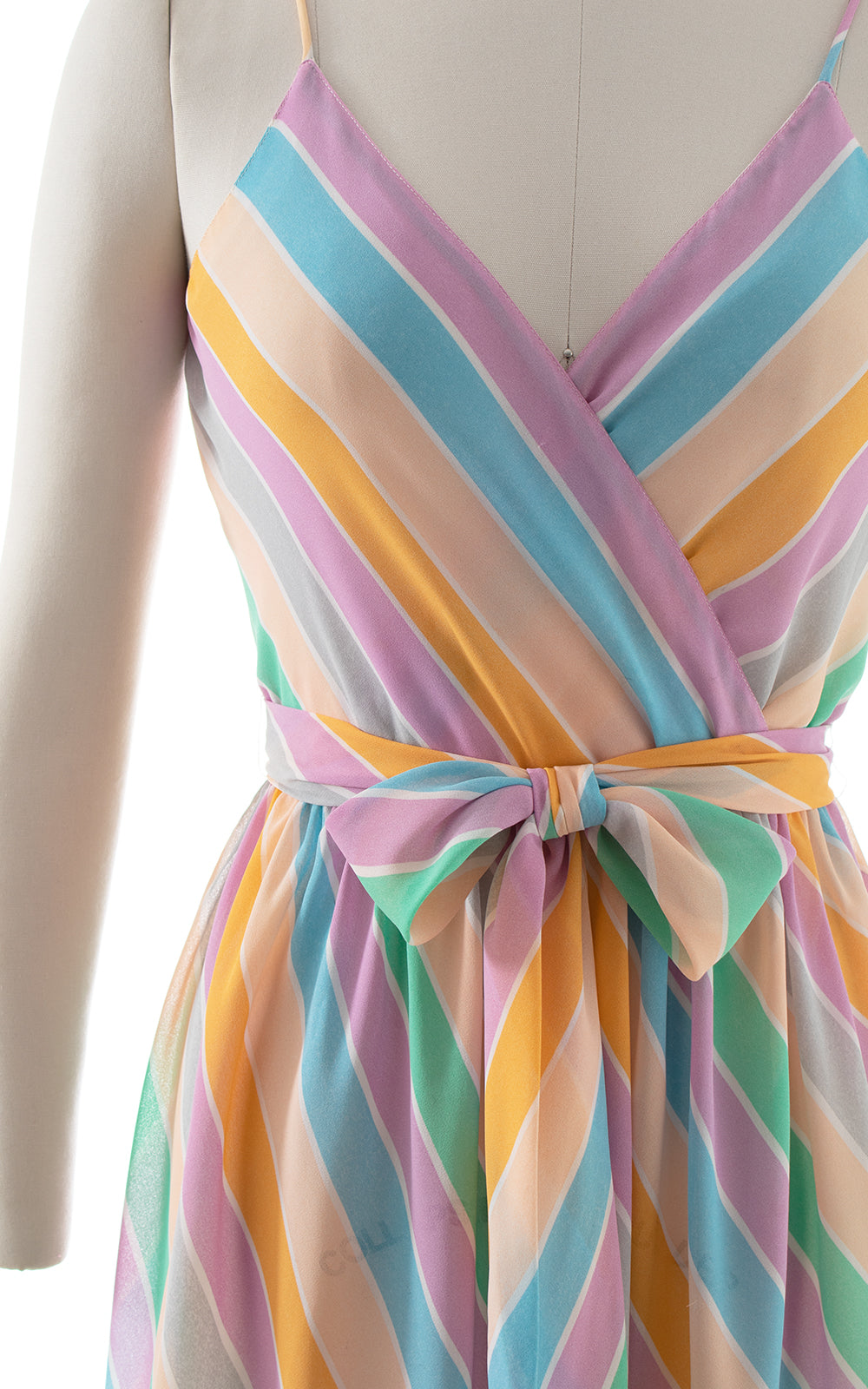 1980s Pastel Striped Chiffon Dress | x-small/small
