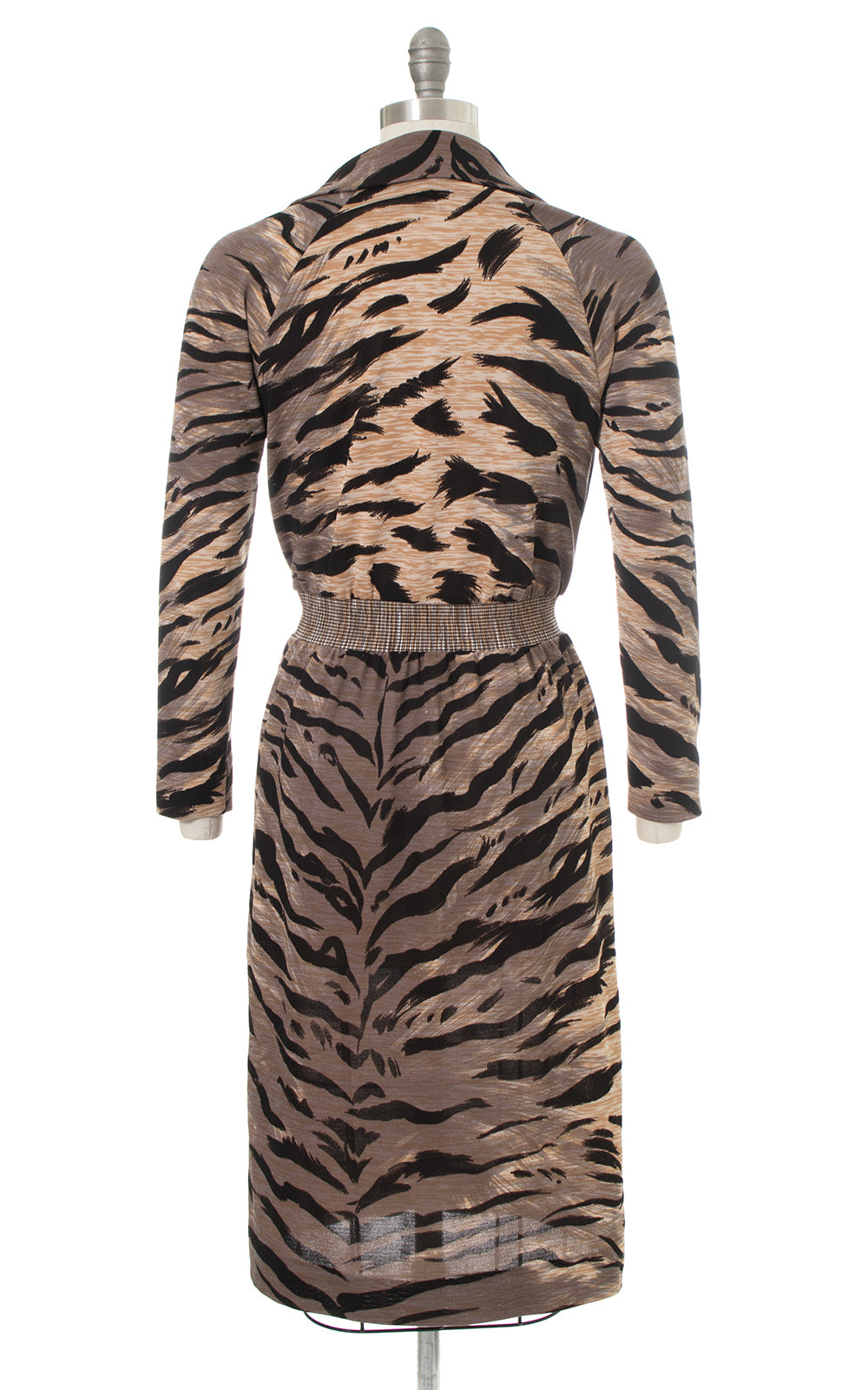 1960s 1970s Goldworm Tiger Print Sweater Dress
