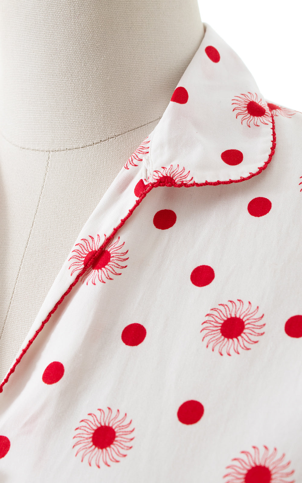 1950s Floral Polka Dot Cotton Blouse | medium/large