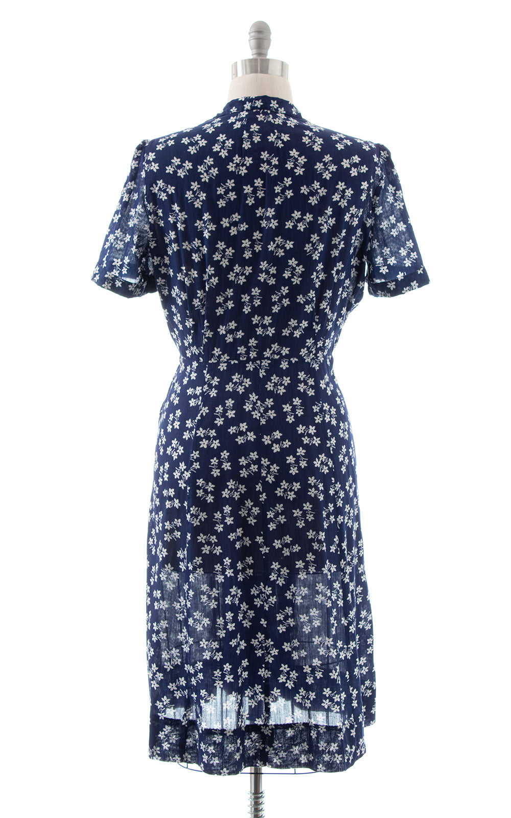 1940s Floral Cotton Voile Shirtwaist Dress BirthdayLifeVintage