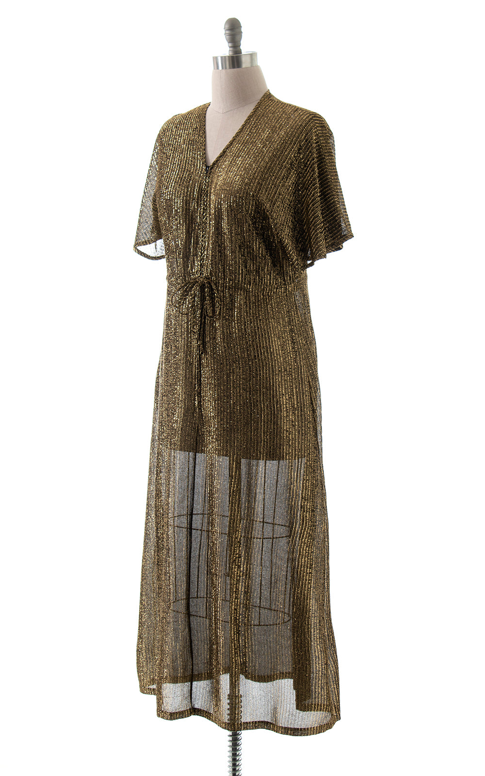 1970s Metallic Gold Maxi Dress | large/x-large