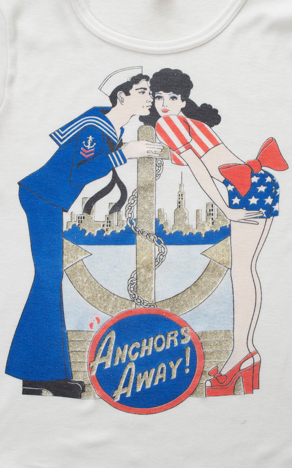 1980s "Anchor's Away!" Novelty Print Shirt | x-small/small