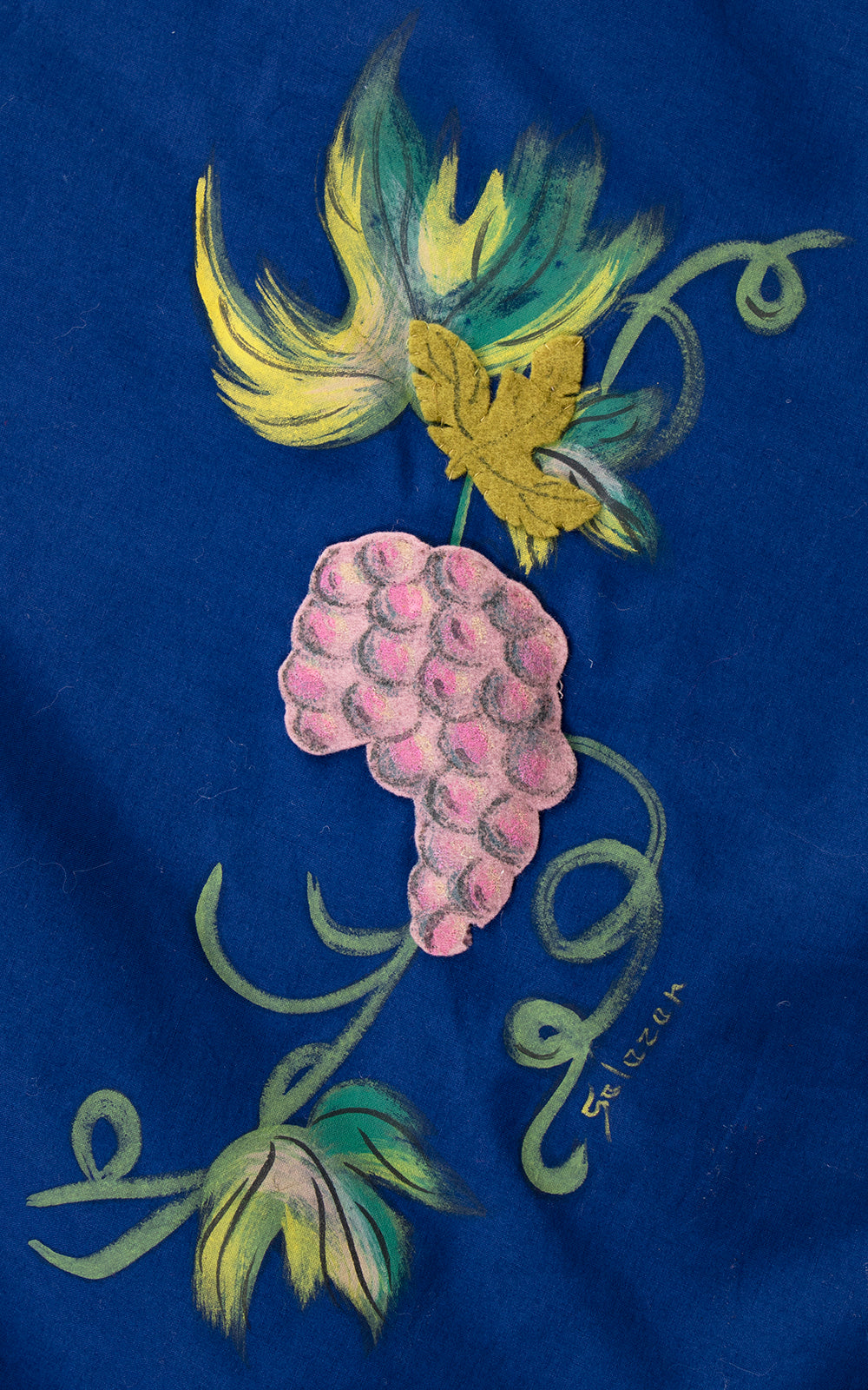 1950s SALAZAR Signed Hand-Painted Grape Appliqué Dress | medium