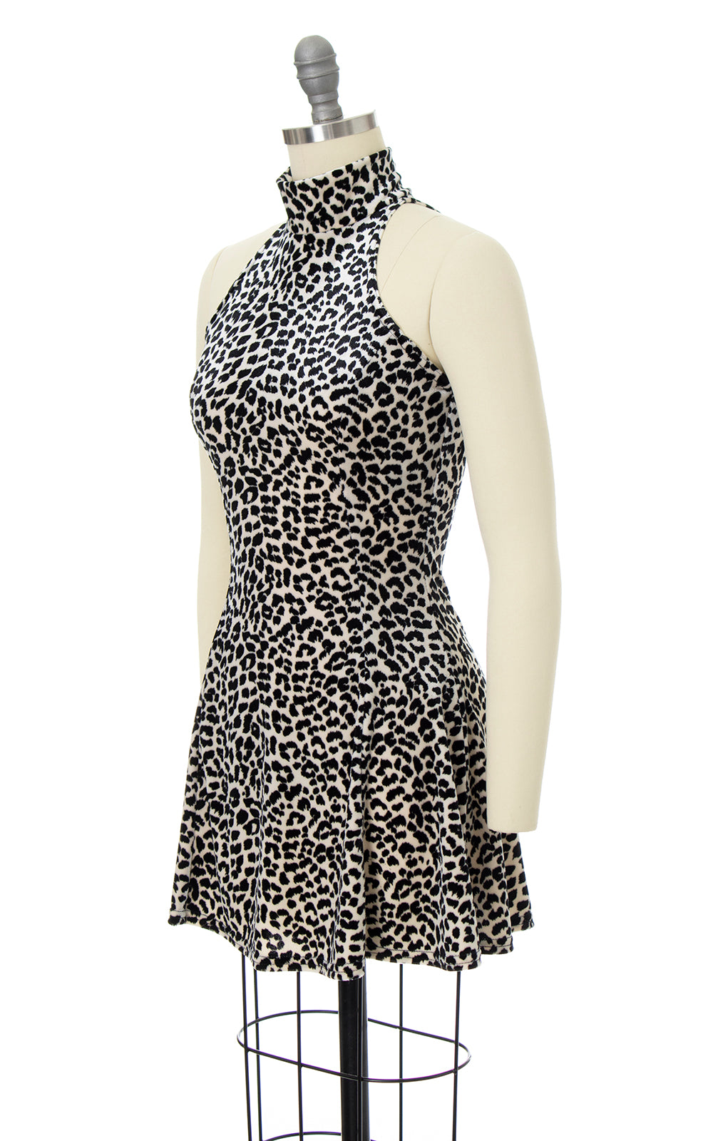 1990s Leopard Print Velvet Mini Dress | x-small/small