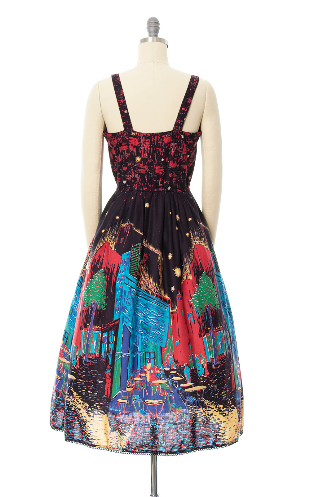 1970s FOXY LADY Van Gogh "Café Terrace at Night" Sundress | x-small/small