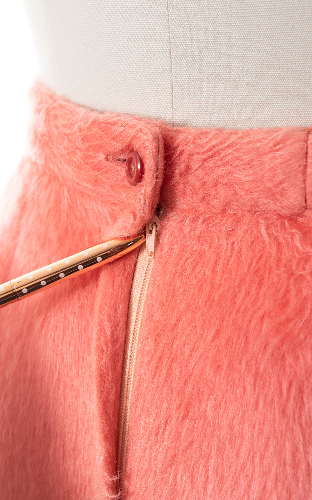 1960s Pink Faux Fur Pencil Skirt | small