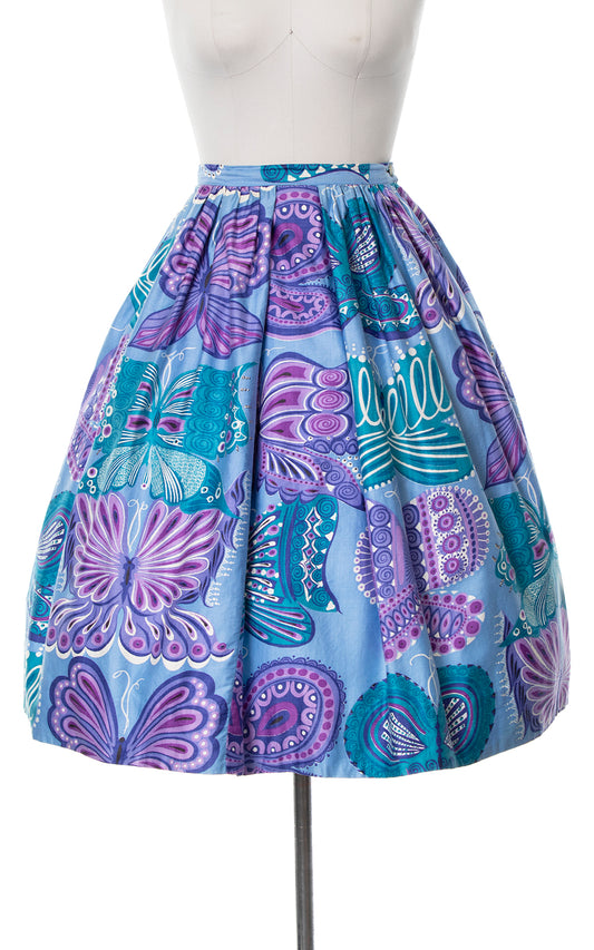 1950s Butterfly Novelty Print Skirt | medium