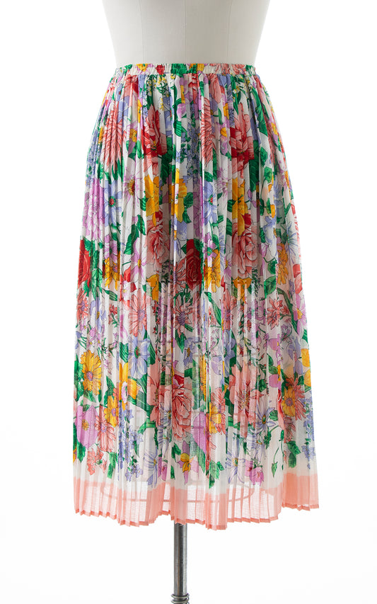 1980s Floral Accordion Pleated Skirt | x-small/small/medium