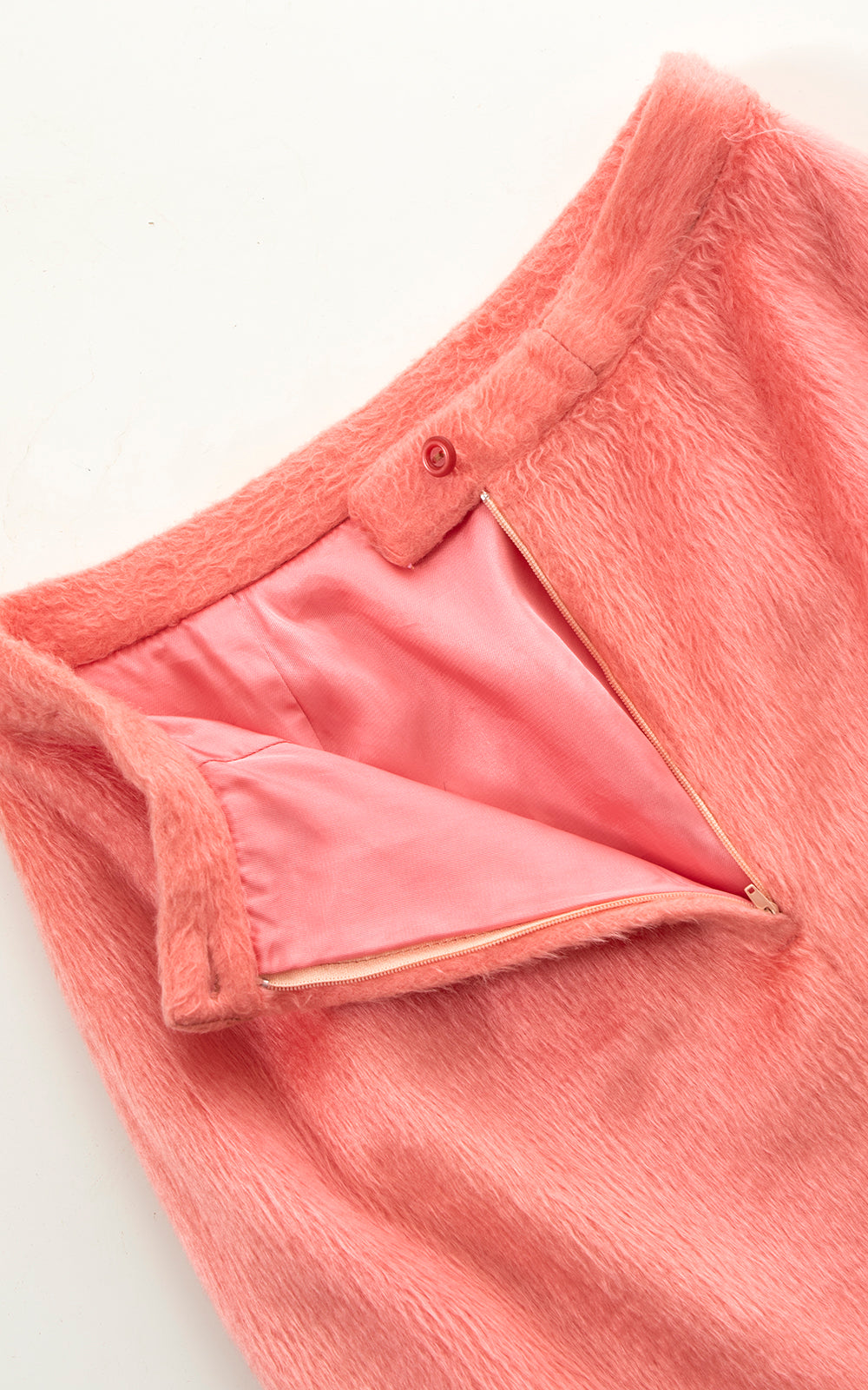 1960s Pink Faux Fur Pencil Skirt | small