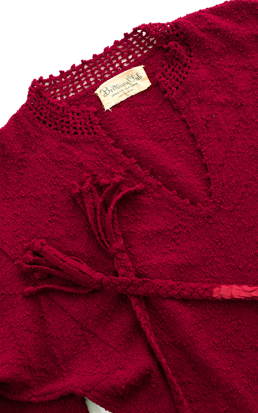 1950s Burgundy Bouclé Knit Wool Sweater Dress