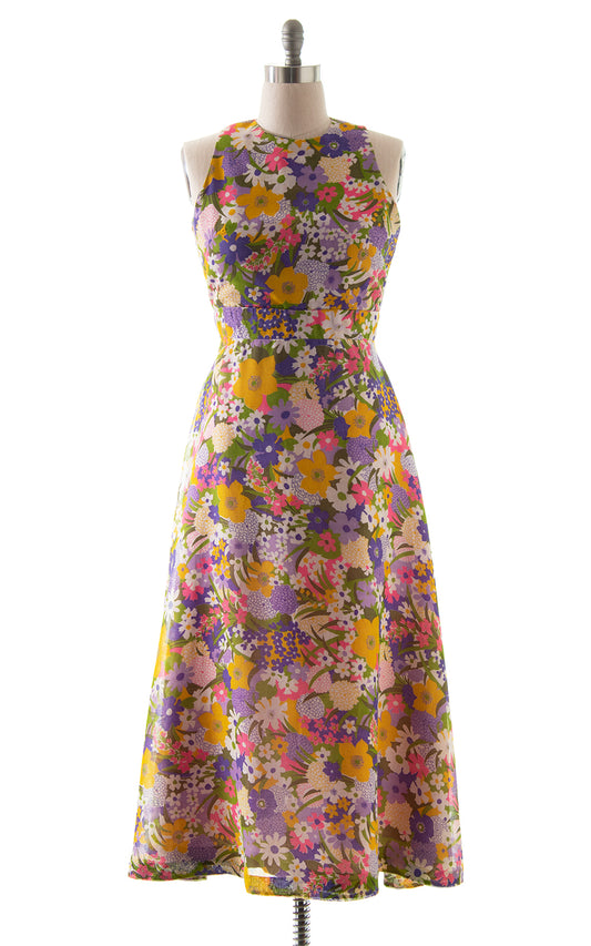 1970s Floral Maxi Dress BirthdayLifeVintage