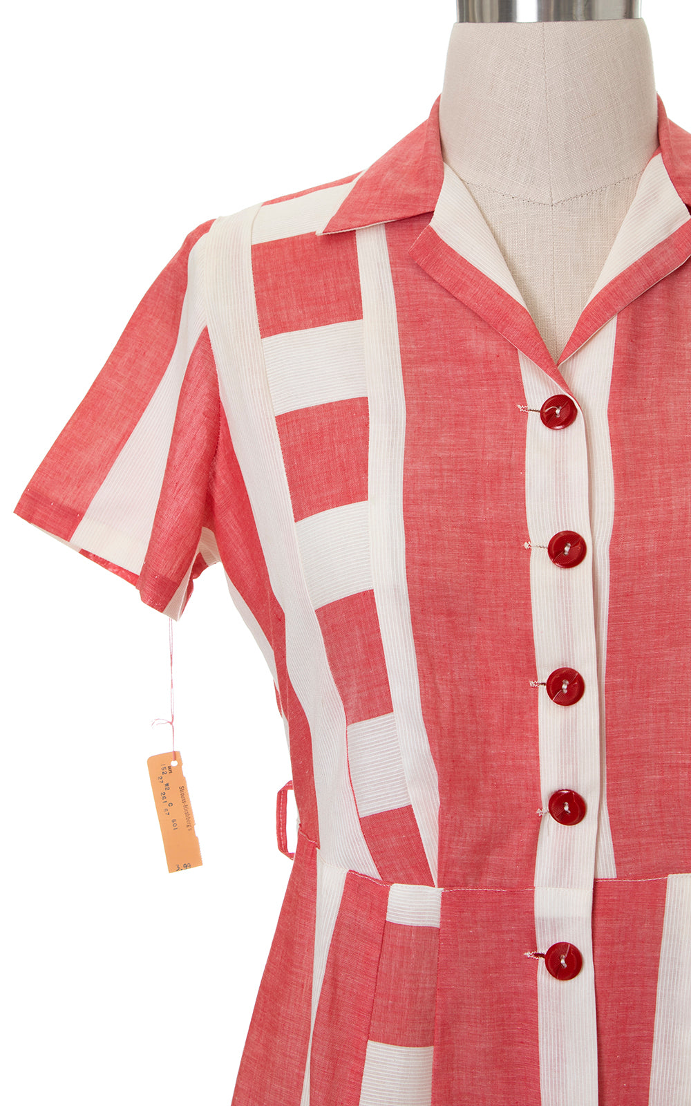 1940s DEADSTOCK Striped Cotton Shirtwaist Dress | large/x-large