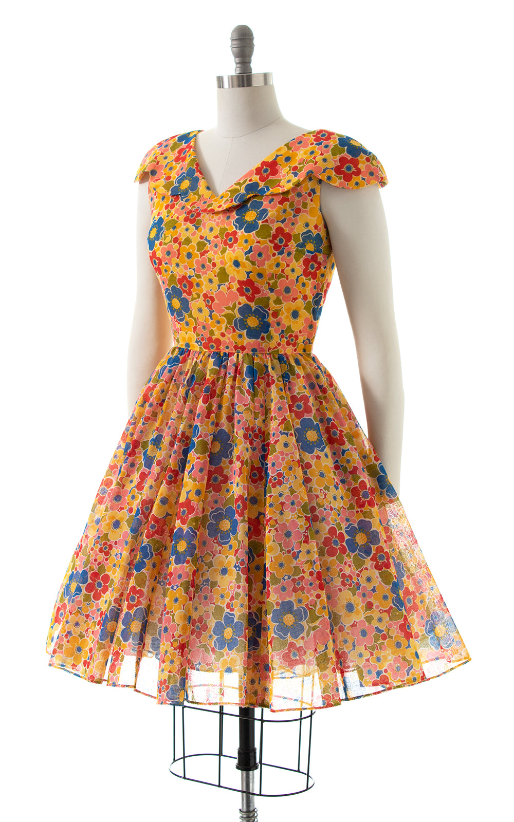 1960s Flower Power Circle Skirt Sundress | small
