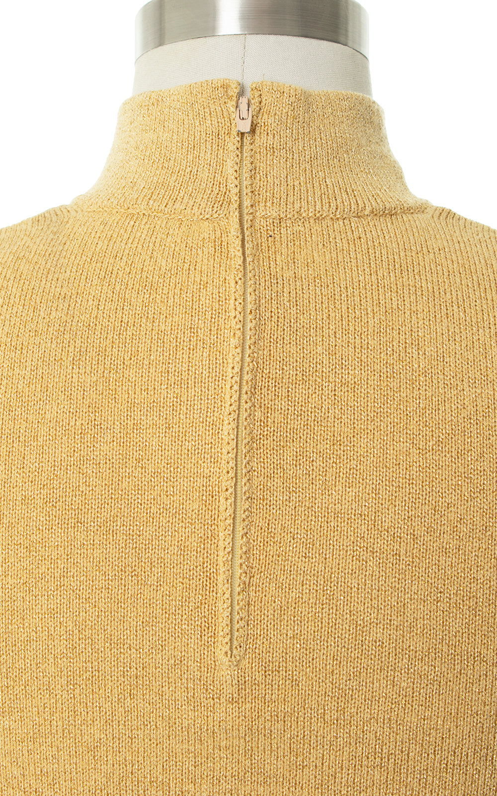 Vintage 1980s 80s ST. JOHN Metallic Gold Knit Mock Neck Sweater Top Birthday Life Vintage