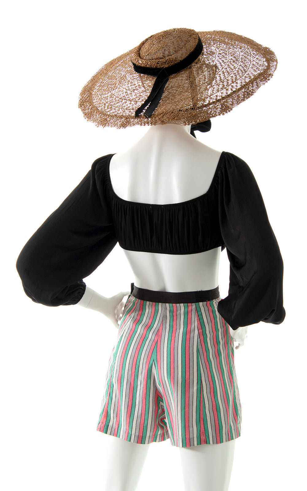 1940s Striped Side Button Shorts BirthdayLifeVintage