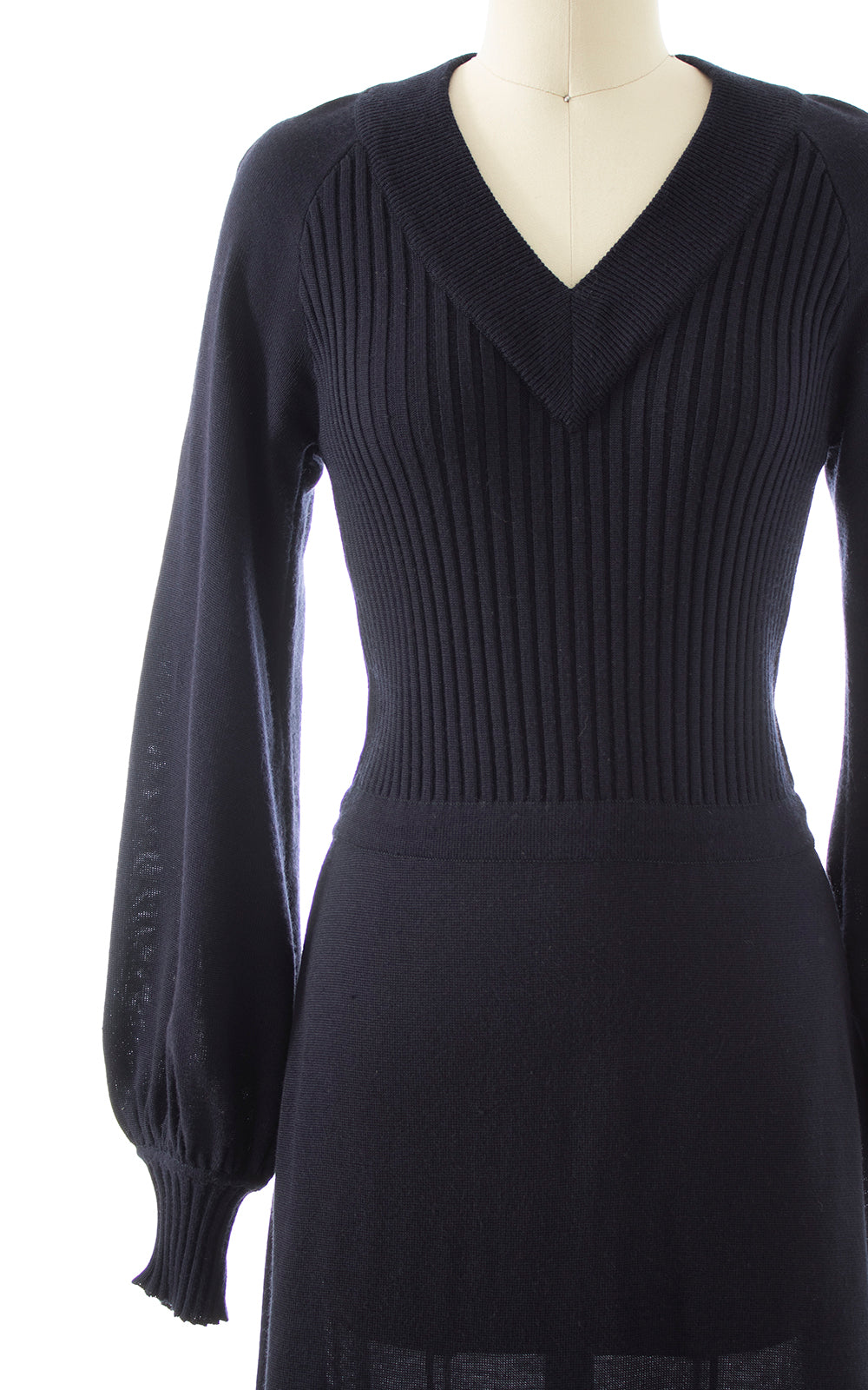 1970s Bishop Sleeve Knit Maxi Dress | x-small/small/medium