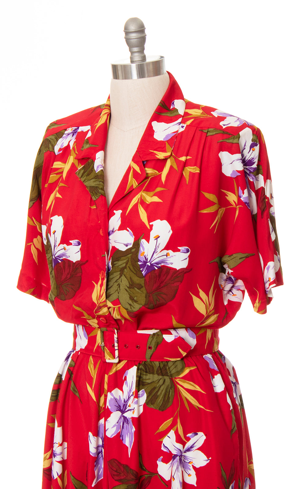 Lily Floral Rayon Shirtwaist Dress with Pockets | large/x-large