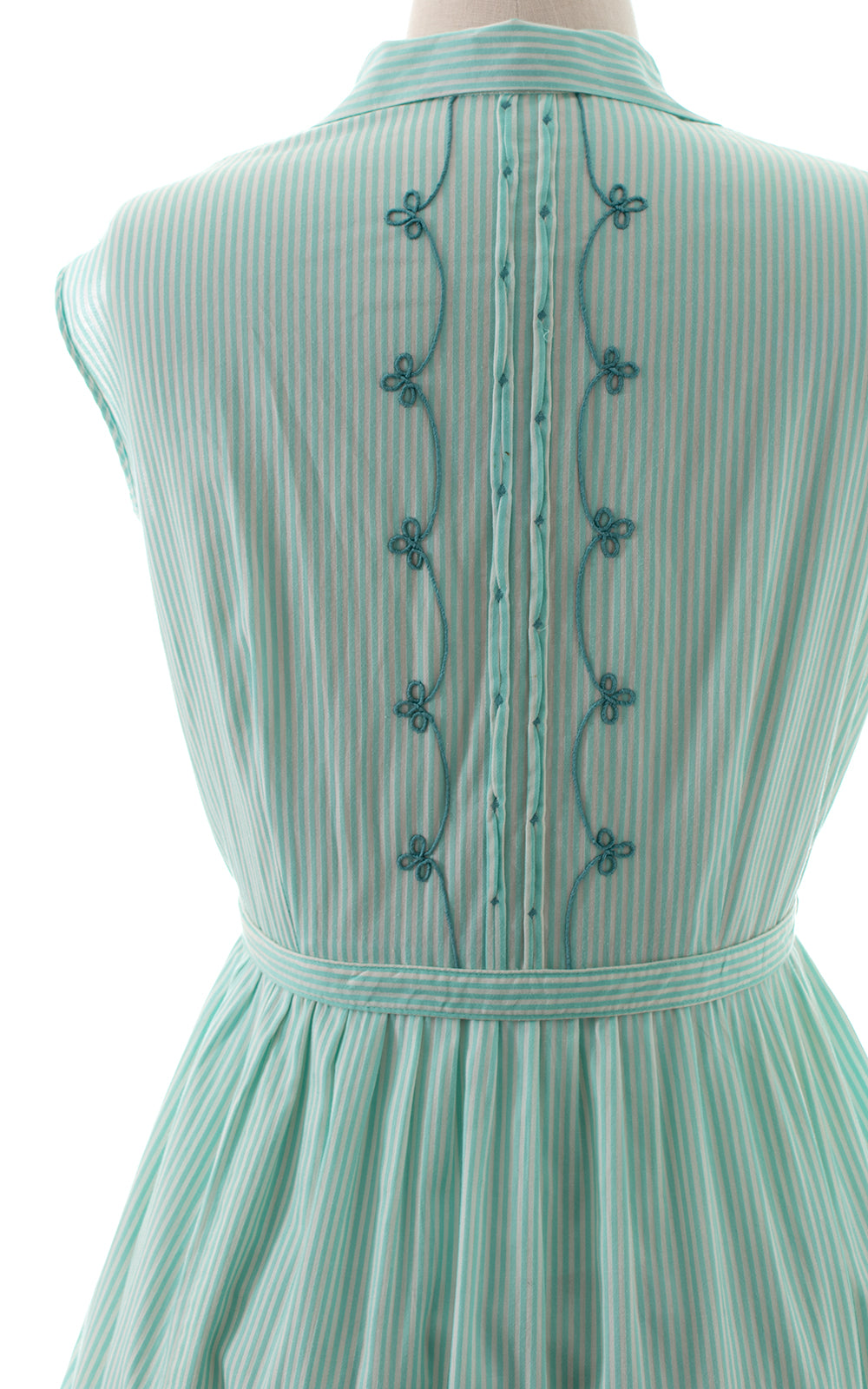 1950s Striped Embroidered Shirtwaist Sundress | x-large | BirthdayLifeVintage