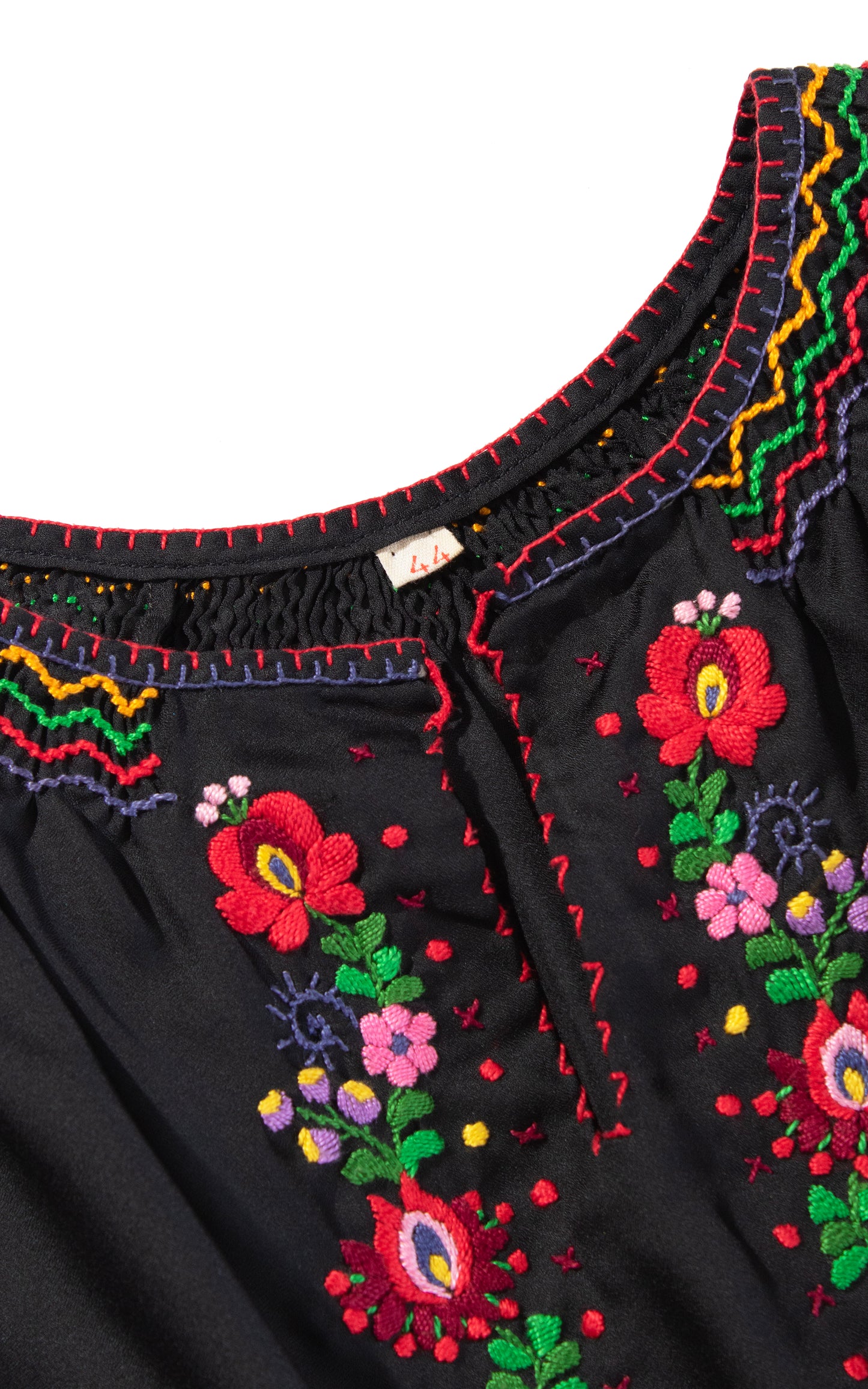 1960s 1970s Floral Embroidered Sheer Peasant Top | medium/large