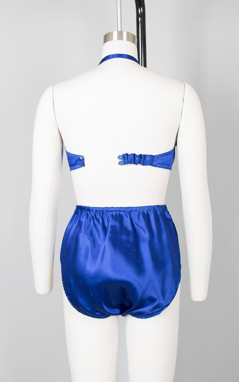 1940s Cobalt Satin Bra + Panties Set