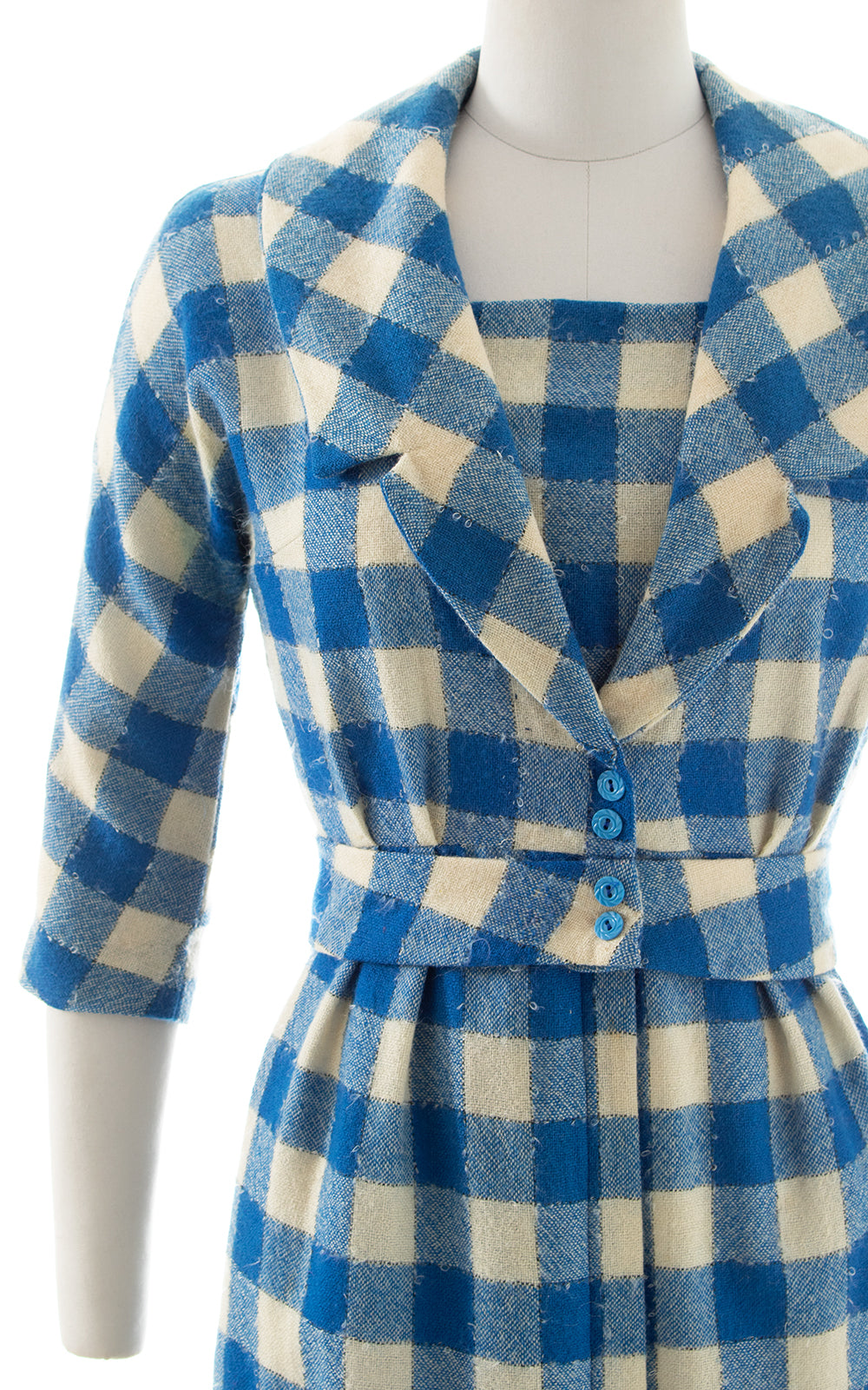 1950s Checkered Wool Wiggle Dress | small/medium