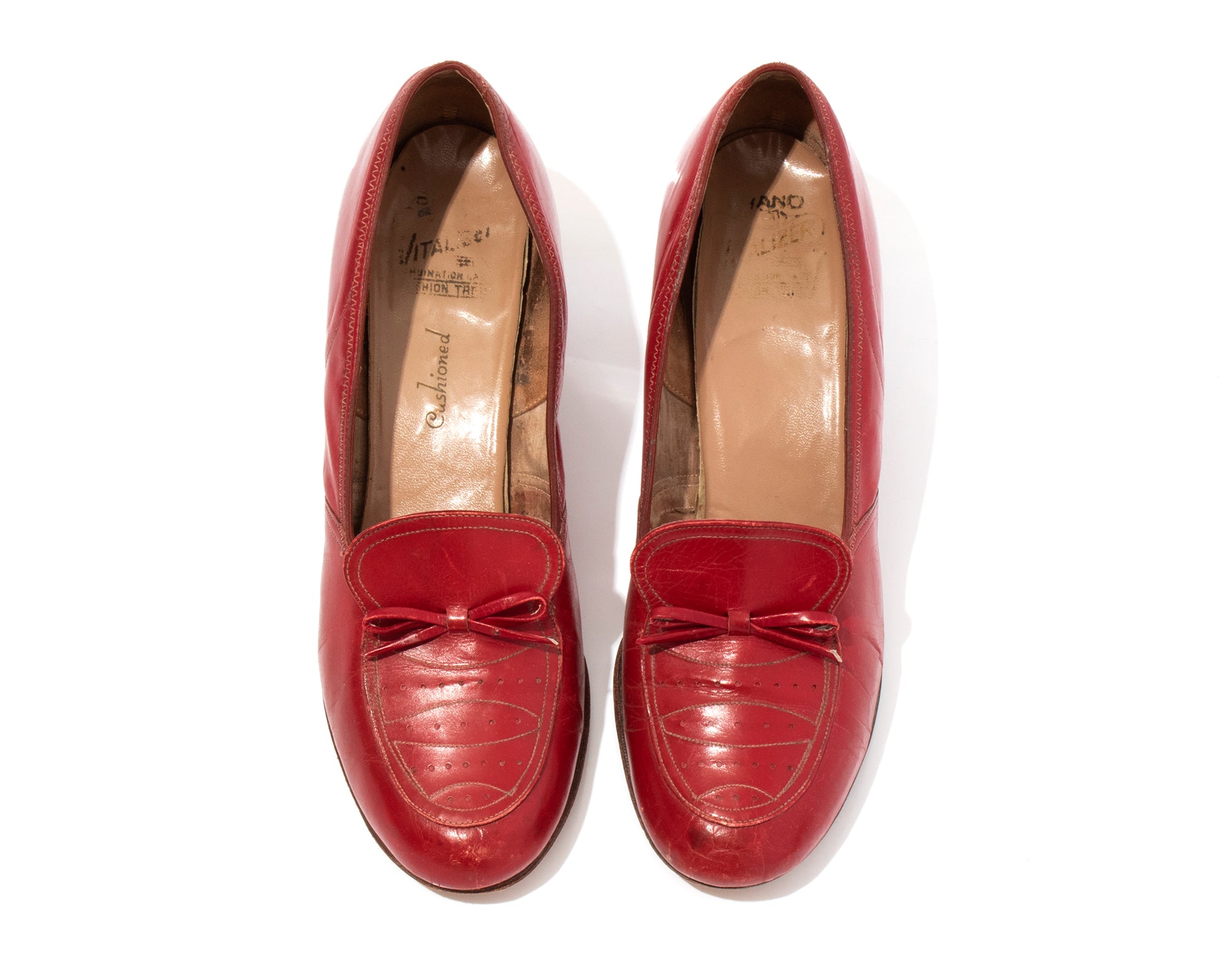 Vintage 40s 1940s Red Leather Pumps Cuban Heels Birthday Life Vintage