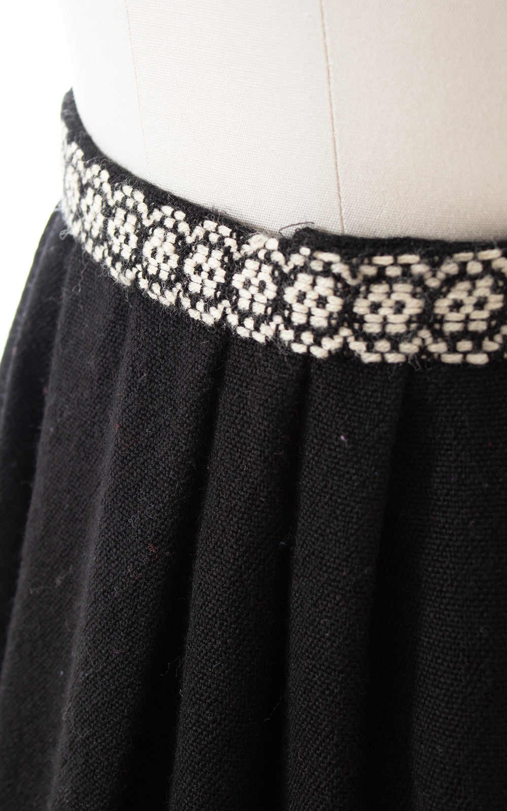 Vintage Geometric Woven Wool Skirt with Pockets | small