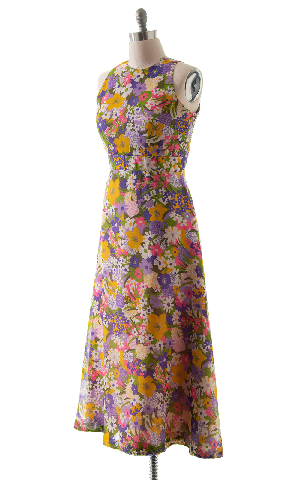 1970s Floral Maxi Dress BirthdayLifeVintage