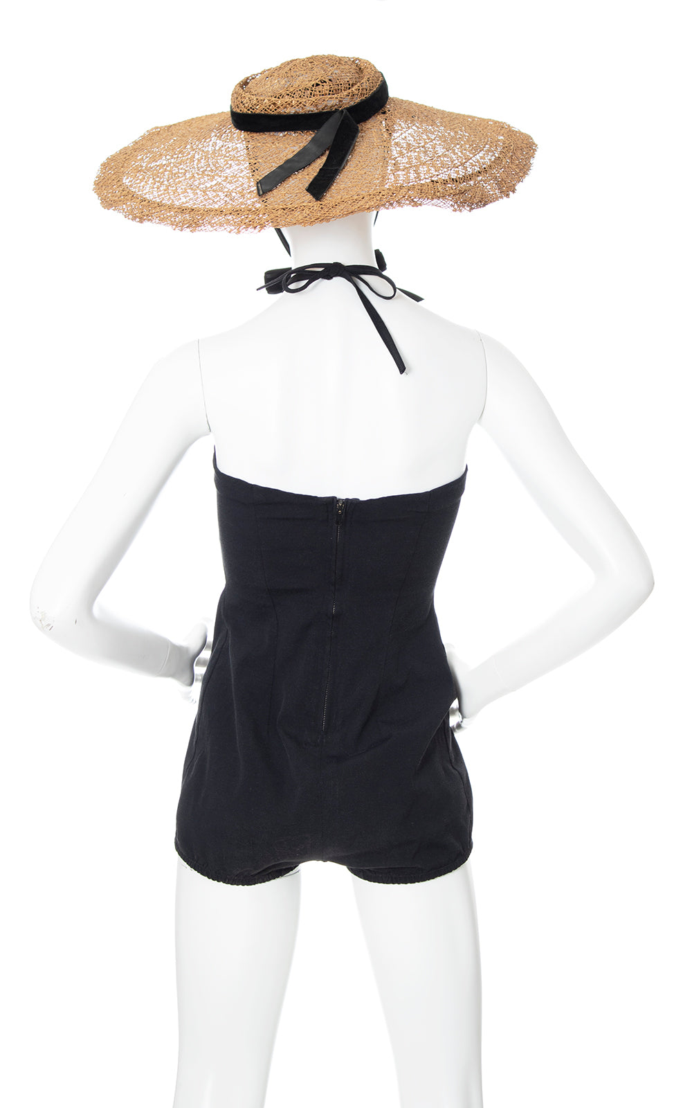 1950s ROSE MARIE REID Black Halter Swimsuit | small/medium