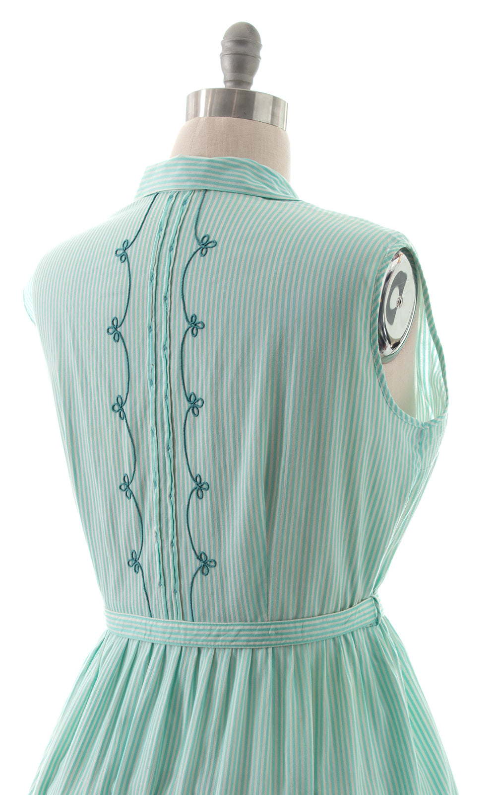 1950s Striped Embroidered Shirtwaist Sundress | x-large | BirthdayLifeVintage