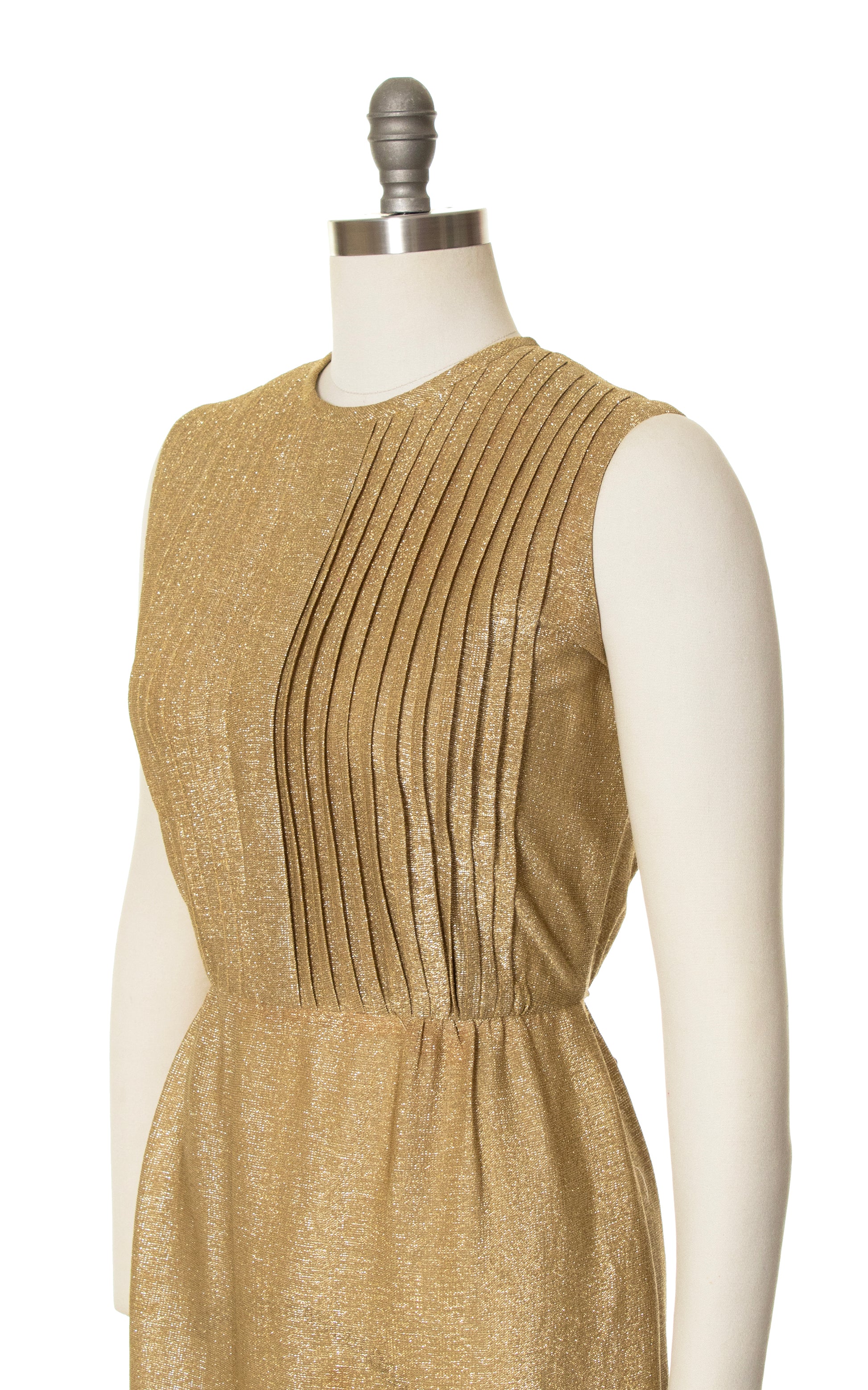 1960s Metallic Gold Lurex Wiggle Dress | medium Birthday Life Vintage 1960s Metallic Gold Lurex Wiggle Dress | medium Birthday Life Vintage